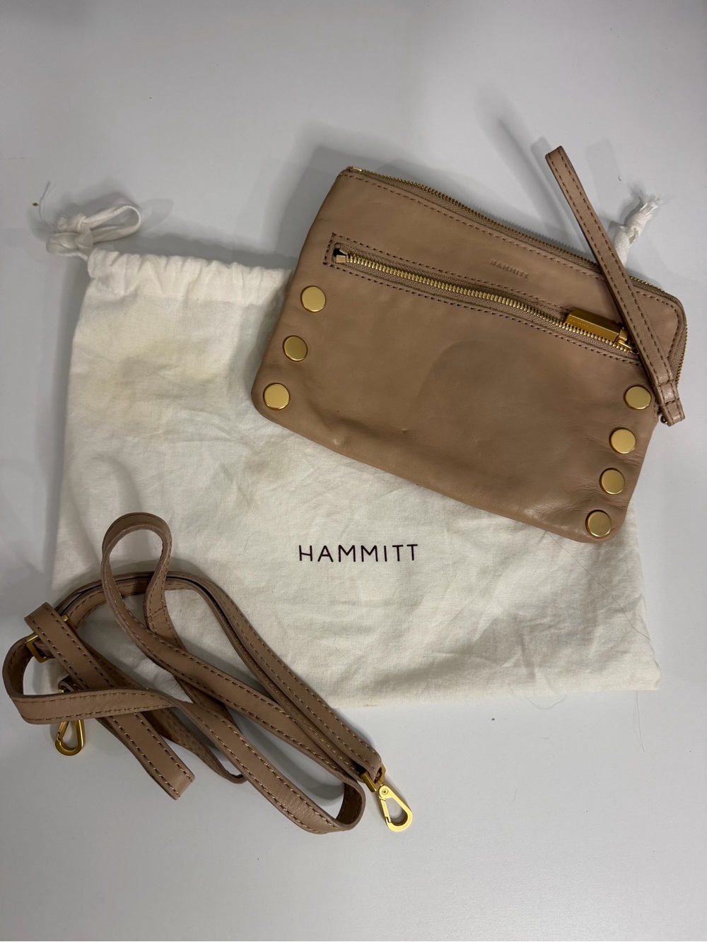 Hammitt Nash Small Crossbody + Wristlet in Mushroom Beige